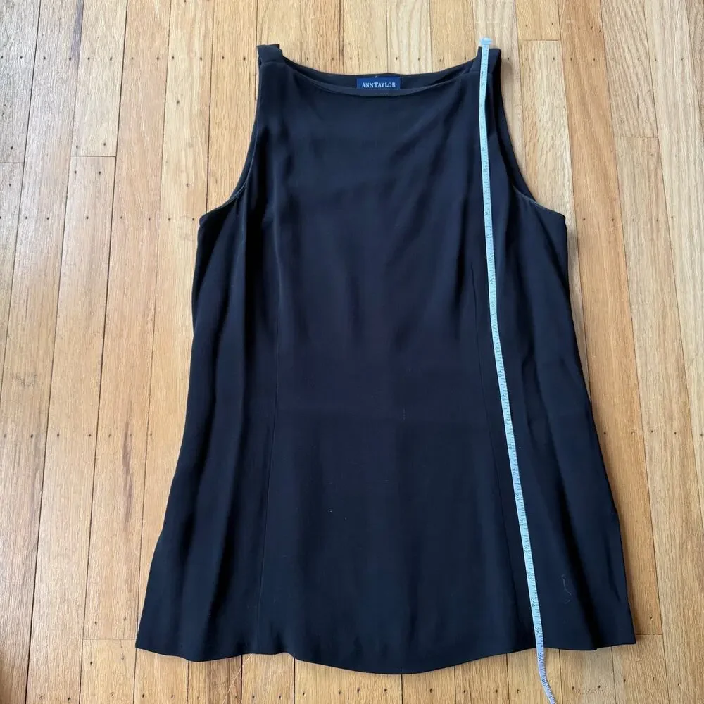 Ann Taylor Black Sleeveless Crepe Knit Tunic Shell Size 6 Classic Office Work
